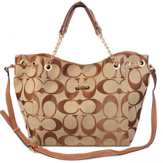 Coach Chelsea In Signature Medium Khaki Totes AZC - Click Image to Close